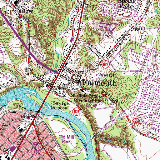 Topographic Map of Falmouth Baptist Church, VA