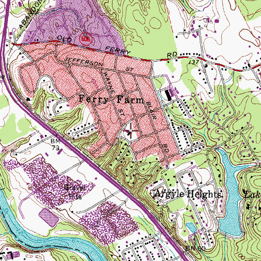 Topographic Map of Ferry Farm Baptist Church, VA