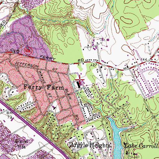 Topographic Map of Ferry Farm Elementary School, VA
