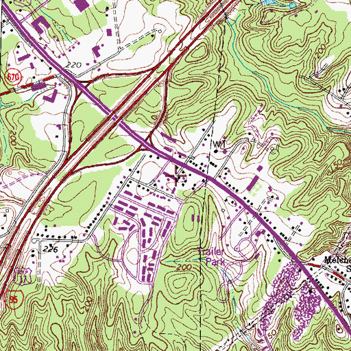 Topographic Map of Olde Forge Shopping Center, VA