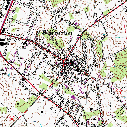 Topographic Map of Fauquier County Courthouse, VA