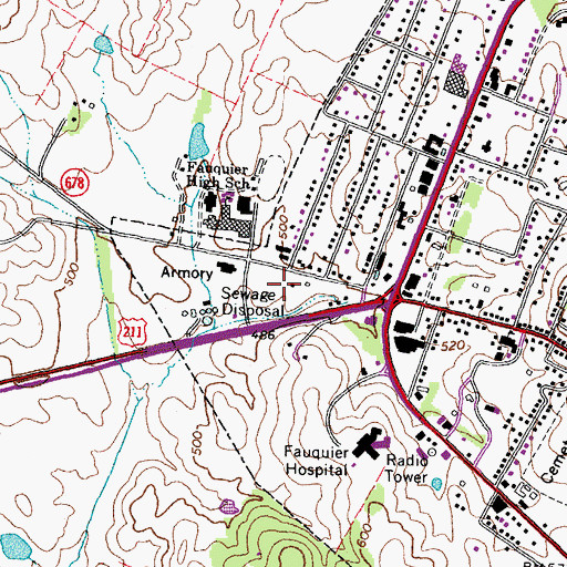 Topographic Map of Huntsman Towne Village Shopping Center, VA