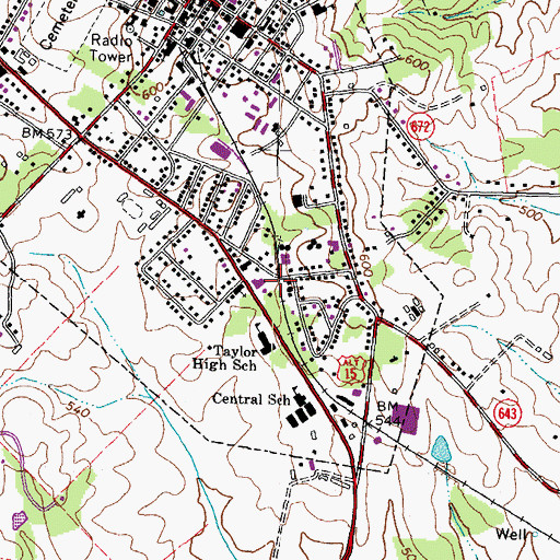 Topographic Map of Rosenwald School (historical), VA