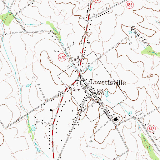 Topographic Map of Lovettsville Branch Loudoun County Public Library, VA