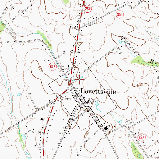 Topographic Map of Lovettsville Post Office, VA
