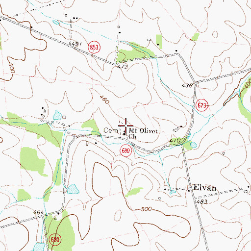 Topographic Map of Mount Olivet United Methodist Cemetery, VA