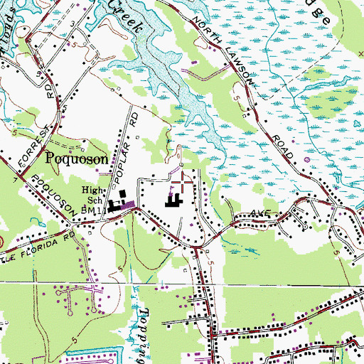 Topographic Map of Poquoson Elementary School, VA