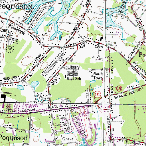 Topographic Map of Poquoson High School, VA