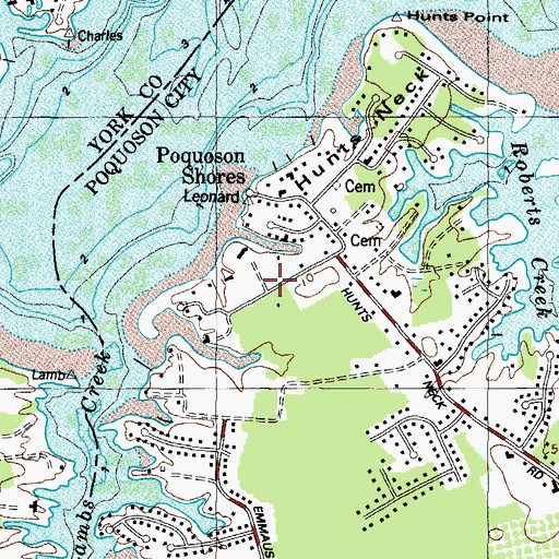 Topographic Map of Poquoson River Estates, VA