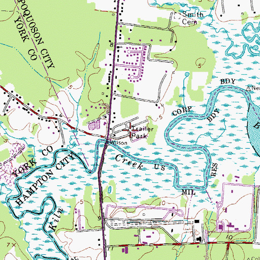 Topographic Map of Shady Oaks Mobile Home Park, VA