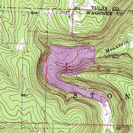 Topographic Map of Bixhoma Lake, OK