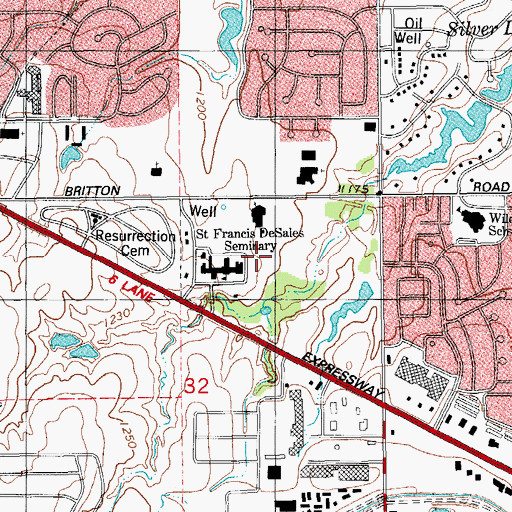 Topographic Map of Saint Francis West Lake, OK