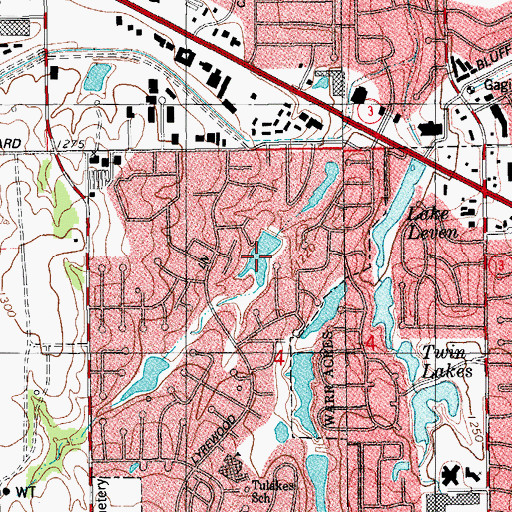 Topographic Map of Knight Lake, OK