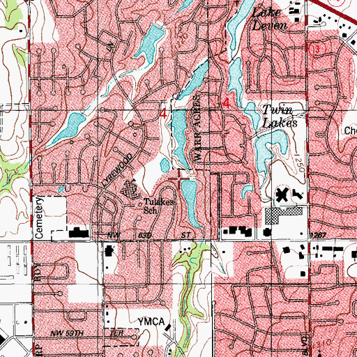 Topographic Map of Woodlake Apartments Dam, OK