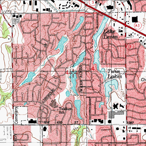 Topographic Map of Twin Lakes West Dam, OK