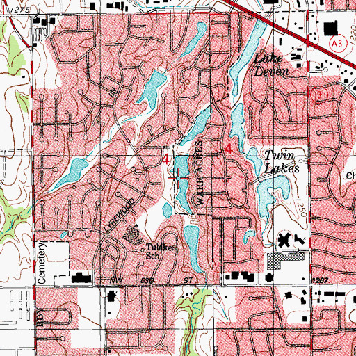 Topographic Map of West Twin Lake, OK