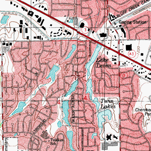 Topographic Map of The Pines West Dam, OK