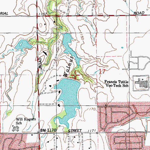 Topographic Map of Oknoname 12 Dam, OK