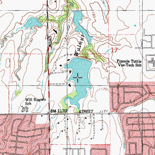 Topographic Map of Oknoname 12 Reservoir, OK