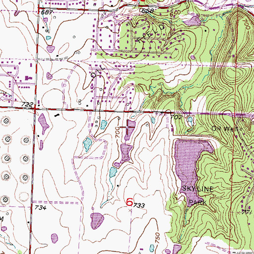 Topographic Map of Oknoname 143009 Reservoir, OK