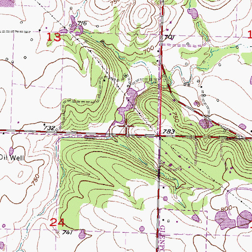 Topographic Map of Oknoname 143011 Dam, OK