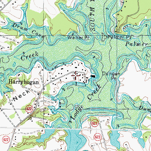 Topographic Map of Harryhogan Point, VA