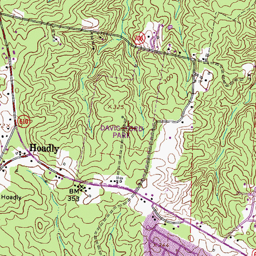 Topographic Map of Davis Ford Park, VA