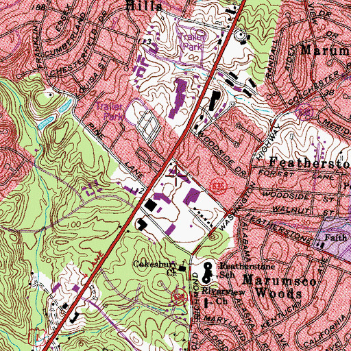 Topographic Map of Featherstone Shopping Center, VA