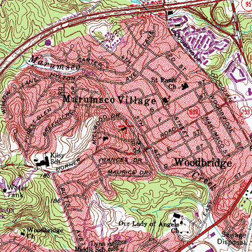 Topographic Map of First Baptist Church of Woodbridge, VA