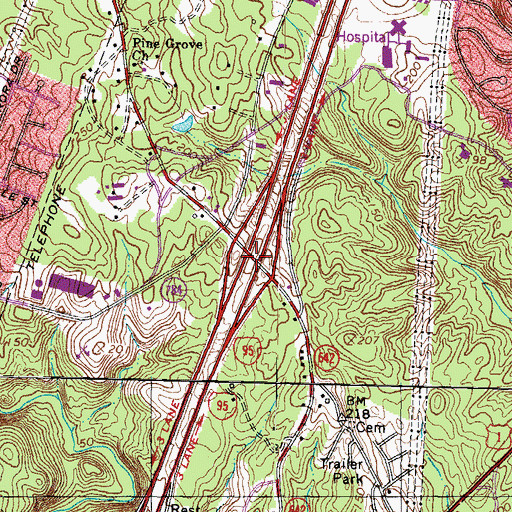 Topographic Map of Interchange 156, VA