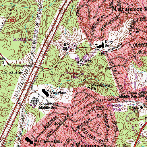 Topographic Map of Lancaster Park, VA