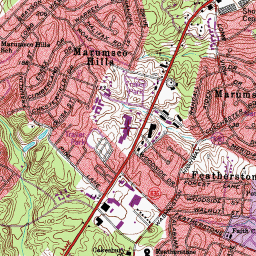 Topographic Map of Prince William Plaza Shopping Center, VA