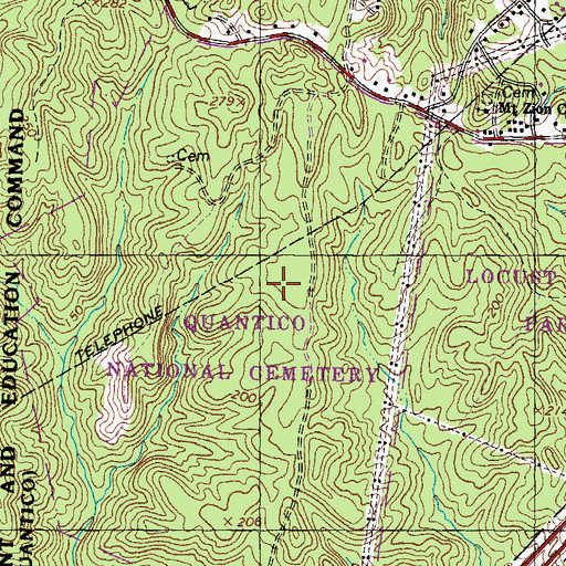 Topographic Map of Quantico National Cemetery, VA