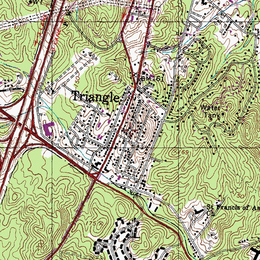 Topographic Map of Triangle Baptist Church, VA