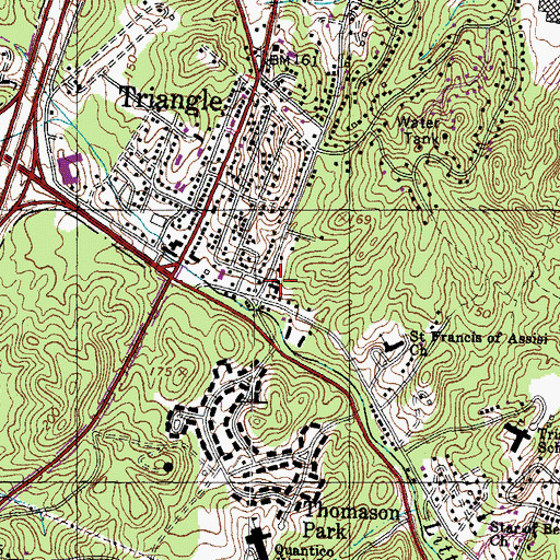 Topographic Map of Triangle Post Office, VA