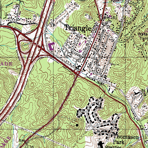 Topographic Map of Triangle Public Cemetery, VA
