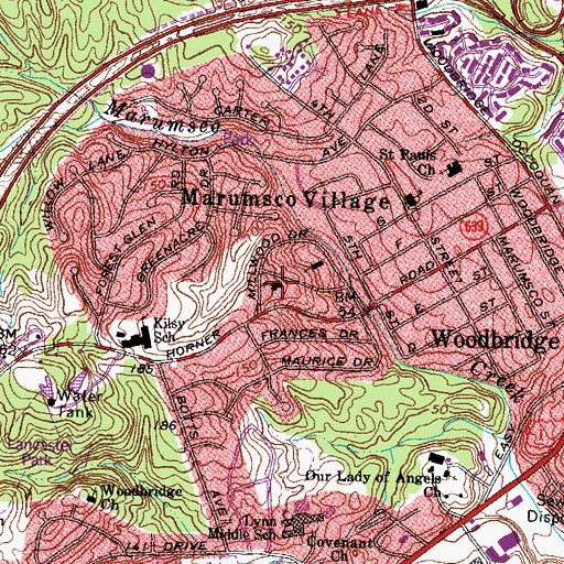 Topographic Map of Woodbridge Church of the Brethren, VA