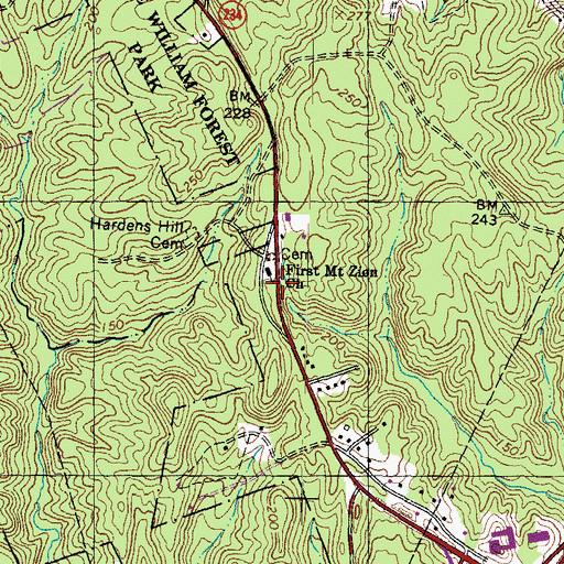 Topographic Map of Woodlea, VA
