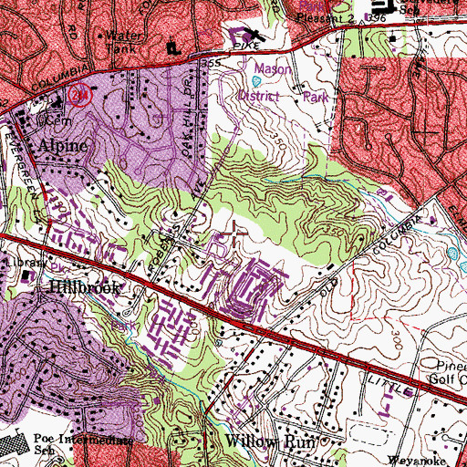 Topographic Map of Columbia Elementary School, VA