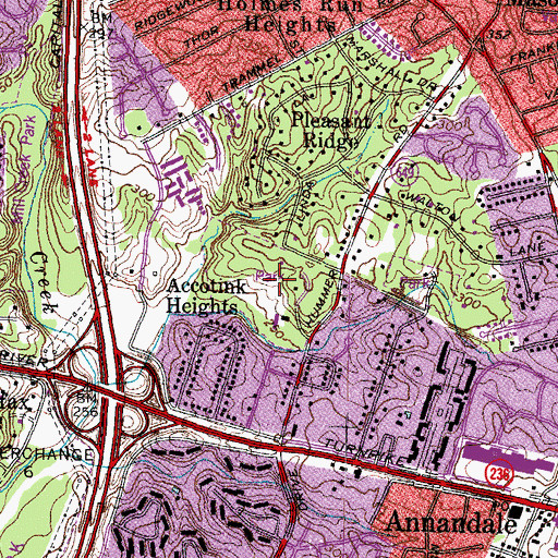 Topographic Map of Annandale Community Park, VA