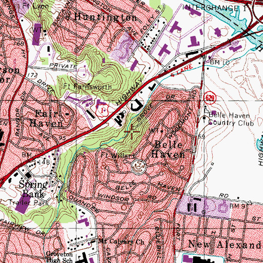 Topographic Map of Belle Haven Park, VA
