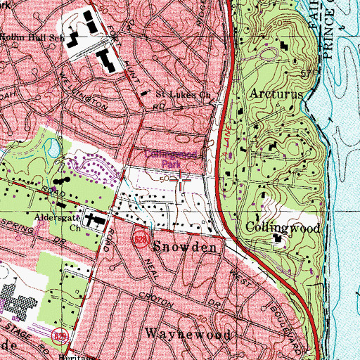 Topographic Map of Collingwood Park, VA