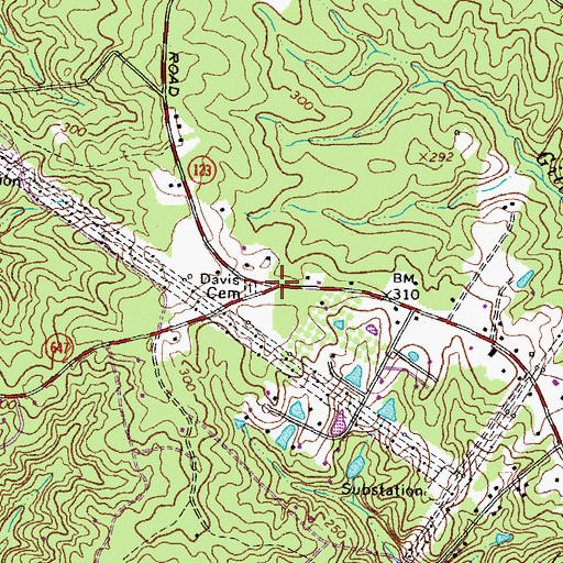 Topographic Map of Davis Store (historical), VA