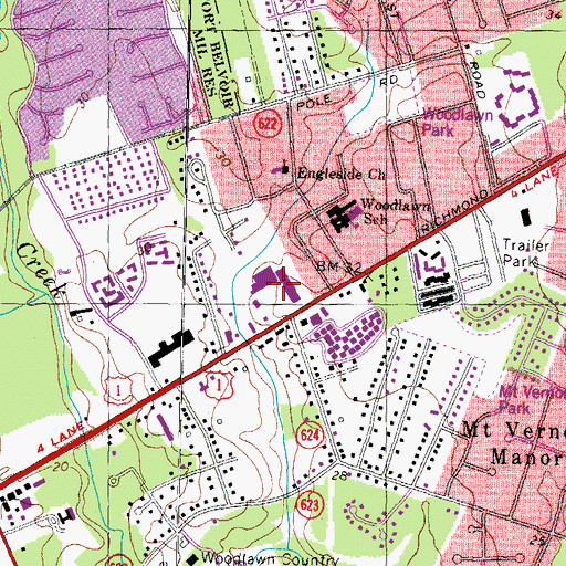 Topographic Map of Engleside Plaza Shopping Center, VA