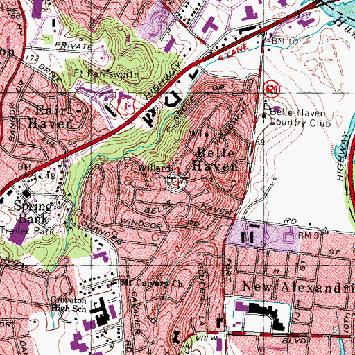 Topographic Map of Fort Willard Park, VA