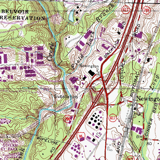 Topographic Map of Interstate Industrial Park, VA