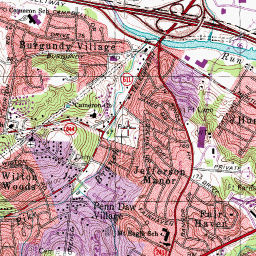 Topographic Map of Jefferson Manor Park, VA