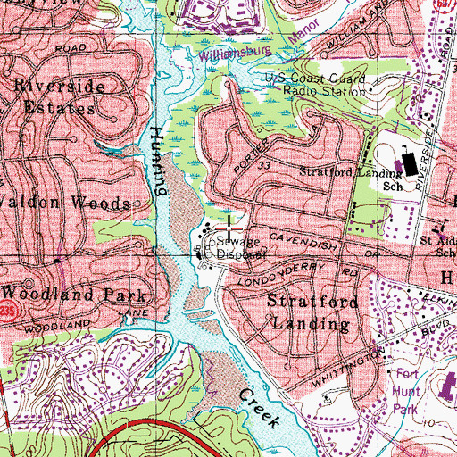 Topographic Map of Little Hunting Creek Park, VA