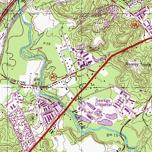Topographic Map of Lorton Post Office, VA