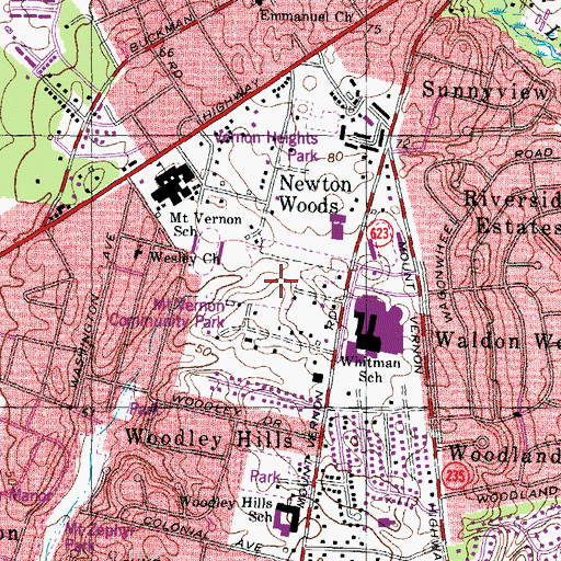 Topographic Map of Mount Vernon Community Park, VA